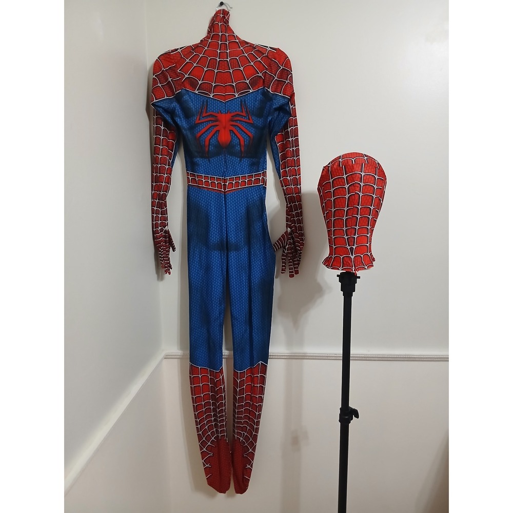 Spider-Man Cosplay Costume Mens Large Superhero Bodysuit Jumpsuit with Mask - Picture 2 of 6